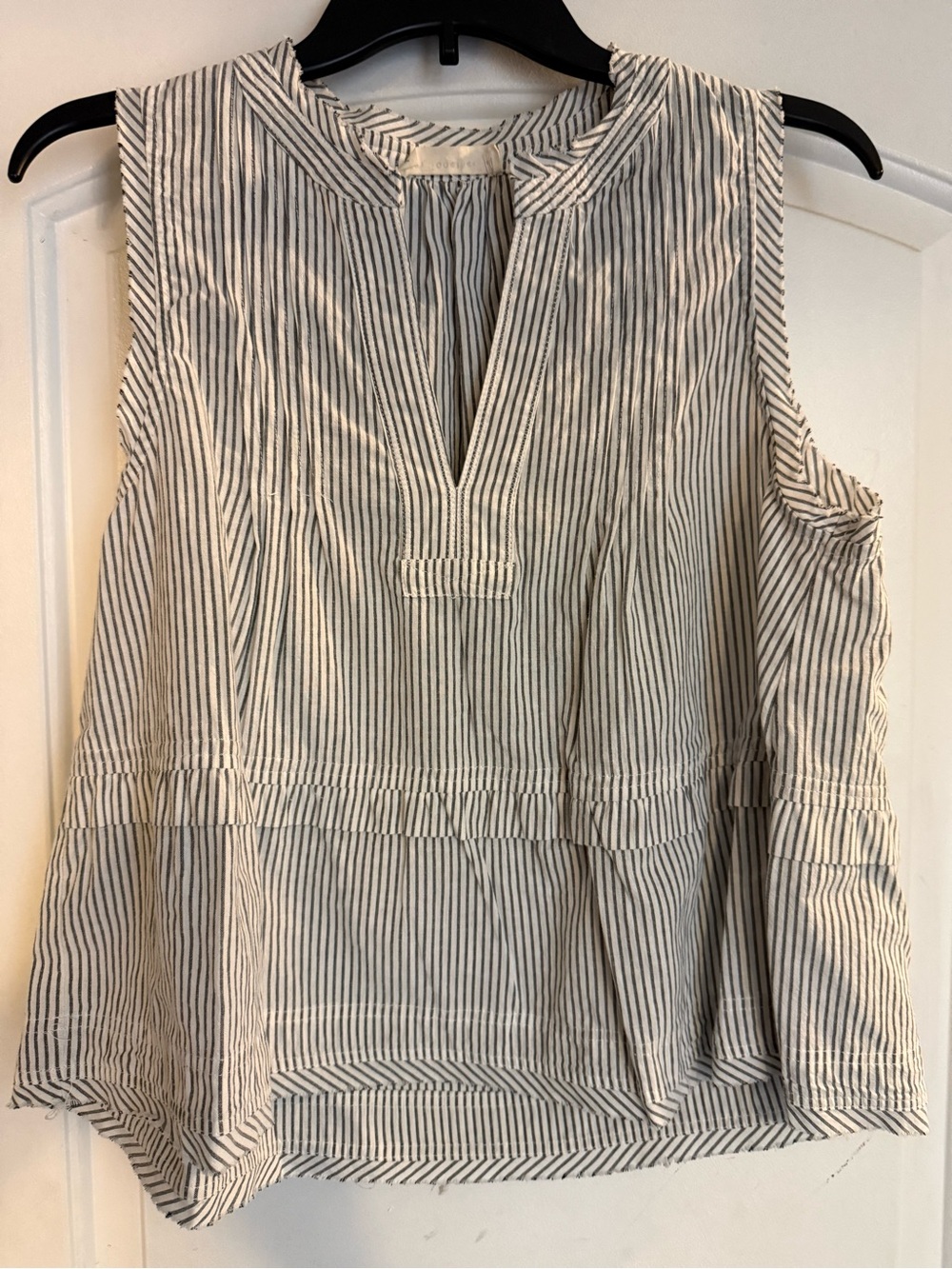 Together Striped Sleeveless Peplum Camisole - White & Black